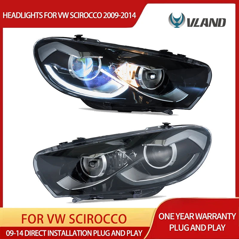 VLAND 2009-2014 Scirocco LED Projector Headlights With Start-up Animation sayaragear