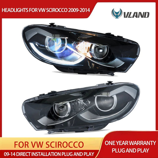 VLAND 2009-2014 Scirocco LED Projector Headlights With Start-up Animation sayaragear