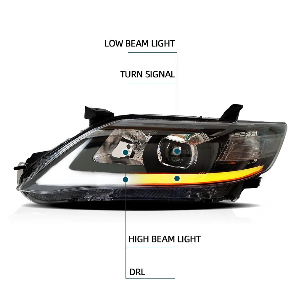 VLANDFOR TOYOTA CAMRY 2009-2011 HEAD LAMP(USA TYPE) Headlights DRL Day Running Light LED Fog Lights Car Accessory Head Lamp sayaragear