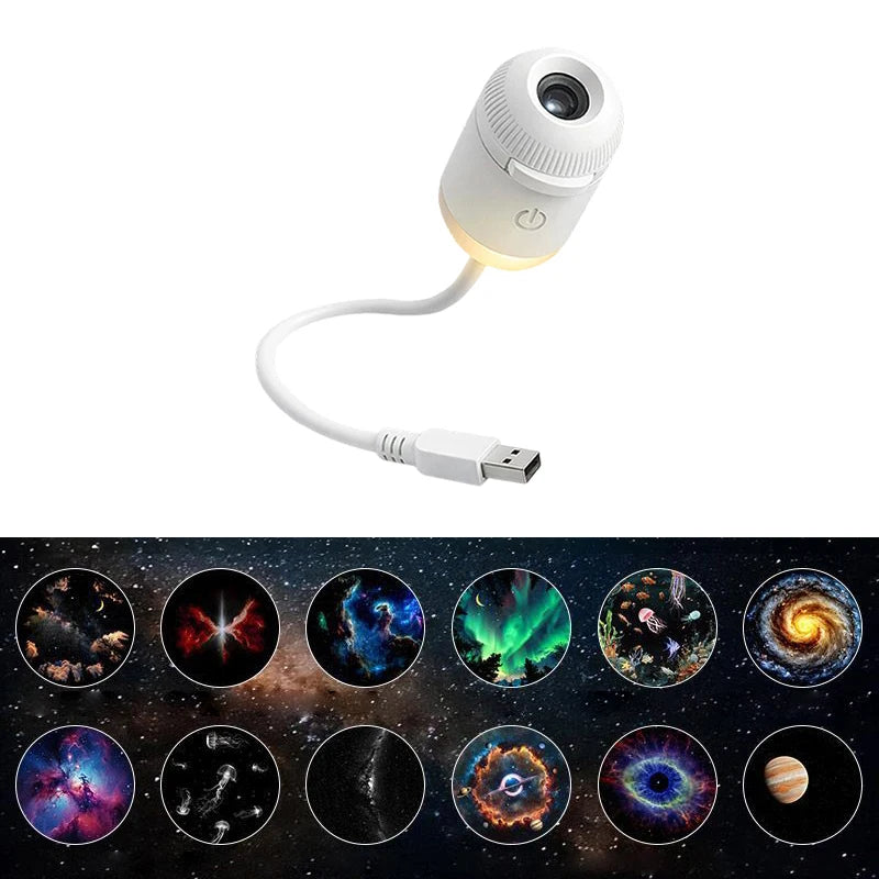 Mini Galaxy Star Projector Two In One Night Light Home Background Atmosphere Light Bedroom Car Decoration Children's Gift sayaragear