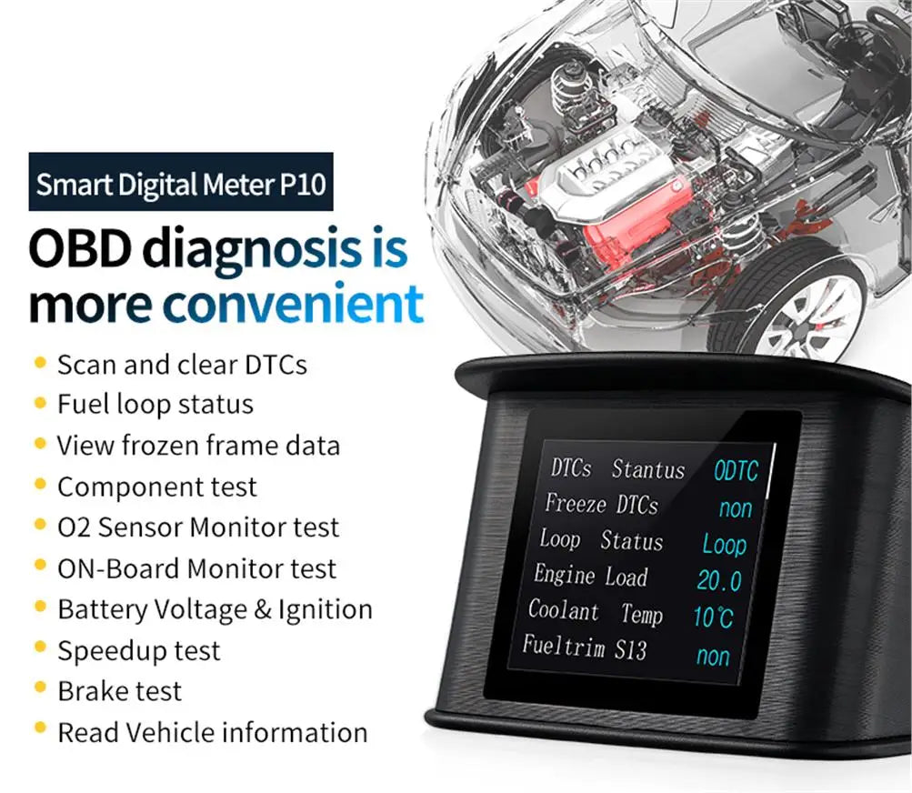NEW Multi-function Full LCD Instrument OBD+GPS Dual System Car OBD2 GPS HUD Head Up Smart Digital Speedometer with Tester Alarm sayaragear