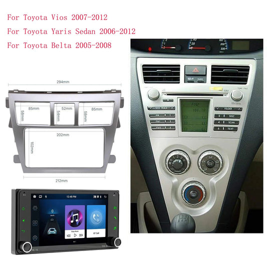 Car Radio Fascia Panel for Toyota Vios Yaris Sedan Belta Frame Stereo Mount Trim Kit Face Plate Audio DVD Navigation 2 Din sayaragear