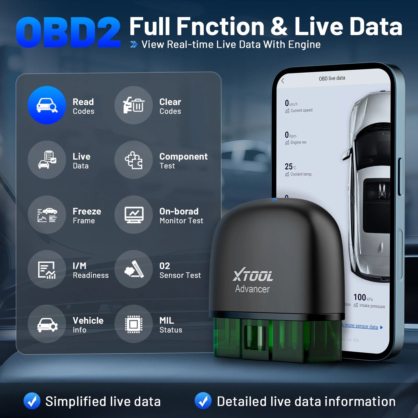 XTOOL Advancer AD20PRO OBD2 Bluetooth Scanner Full System Car Diagnostic Tool obd2 Scanner Oil Reset & Battery Tests Code Reader sayaragear