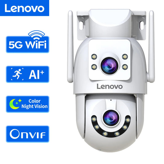 Lenovo 4K WiFi Surveillance Camera 5G Wifi Outdoor Dual Lens PTZ IP Cameras Auto Tracking Audio Video ONVIF Security CCTV Camera sayaragear