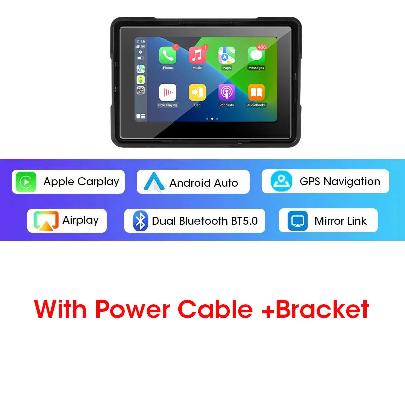 Jansite 5/7 inch Carplay Motorcycle DVR Navigation GPS Wireless CarPlay Android Auto IPX7 Display Screen Portable Moto Monitor sayaragear