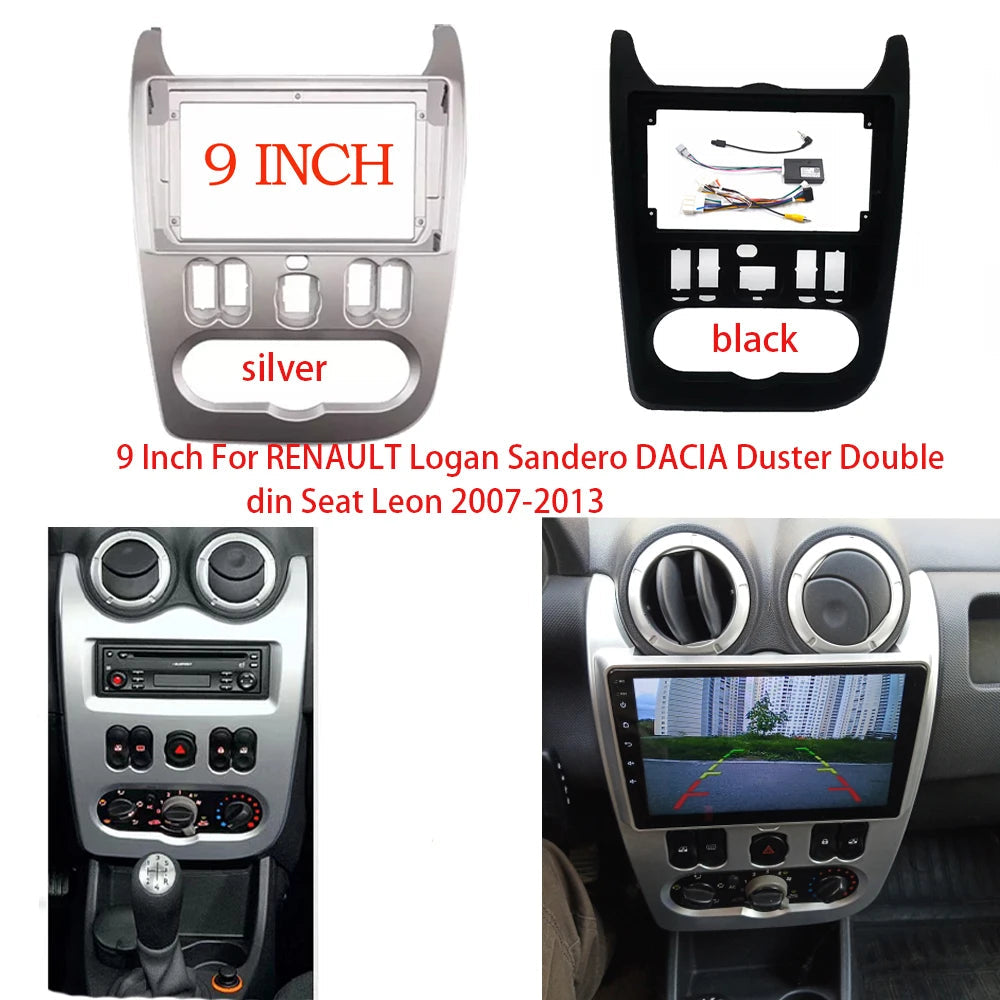 9 Inch For RENAULT Logan Sandero DACIA Duster Double din Seat Leon 2007-2013 Radio Frame Panel Fascias sayaragear