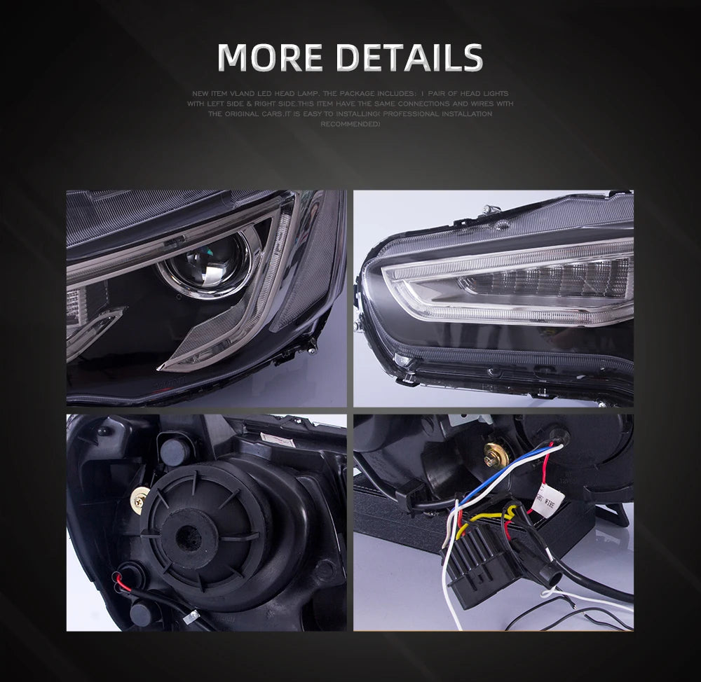 VLAND headlight Assembly FOR MITSUBISHI LANCER 2008-2017 LED HEADLIGHTS LED Running Light sayaragear