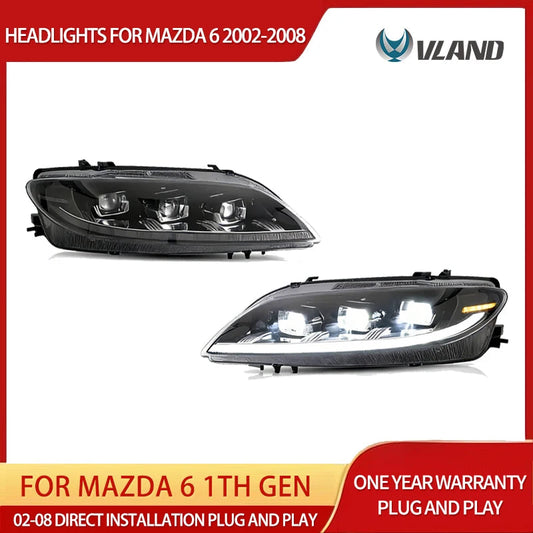 Vland 2002-2008 6 1th Gen (GG1) Pre-Facelift Sedan LED Matrix Projector Headlights Black sayaragear