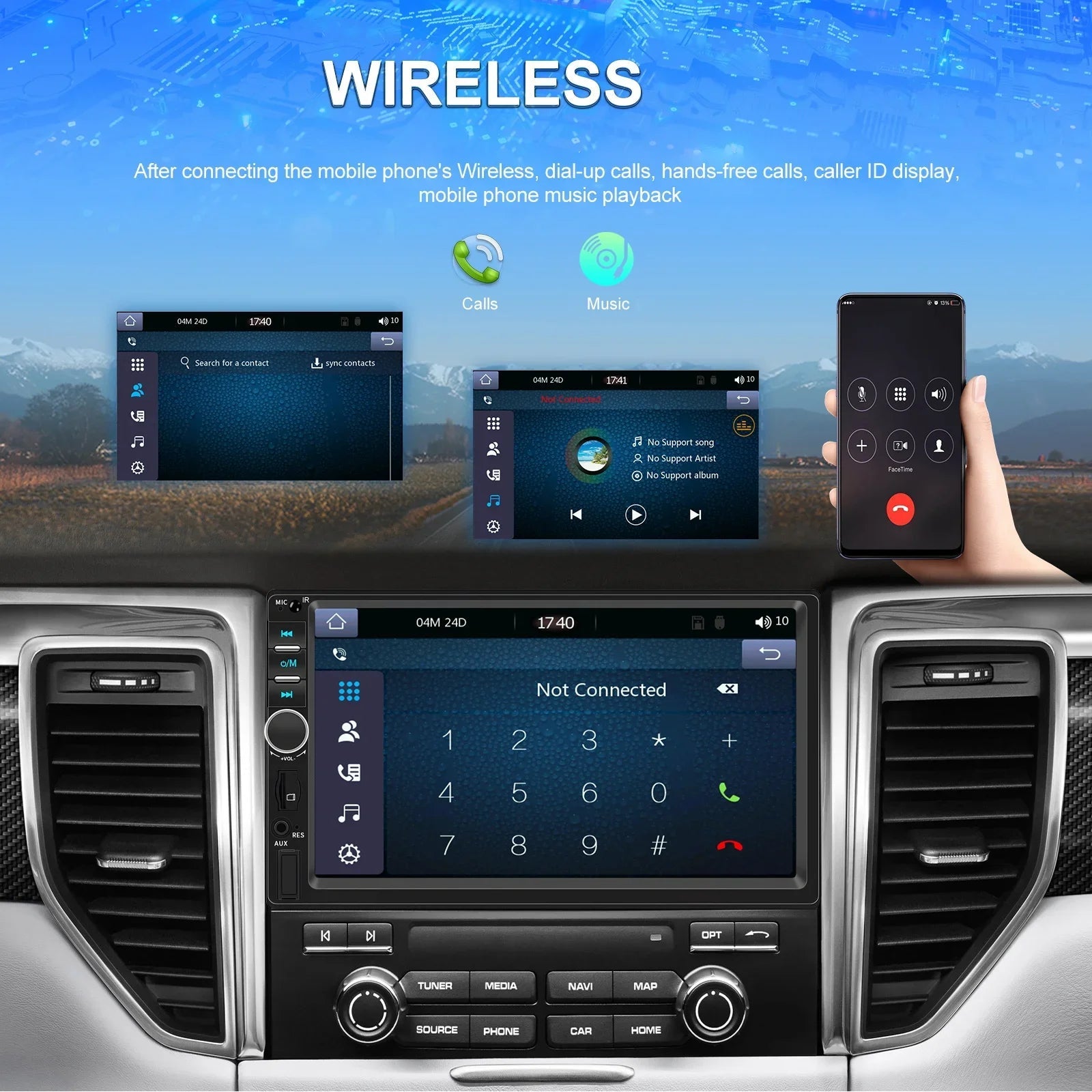 7" HD Car Stereo Radio 2Din MP5 Multimedia Player for Android Auto Mirror Link Rear 12LED Backup Camera USB AUX TF EQ FM Radio sayaragear