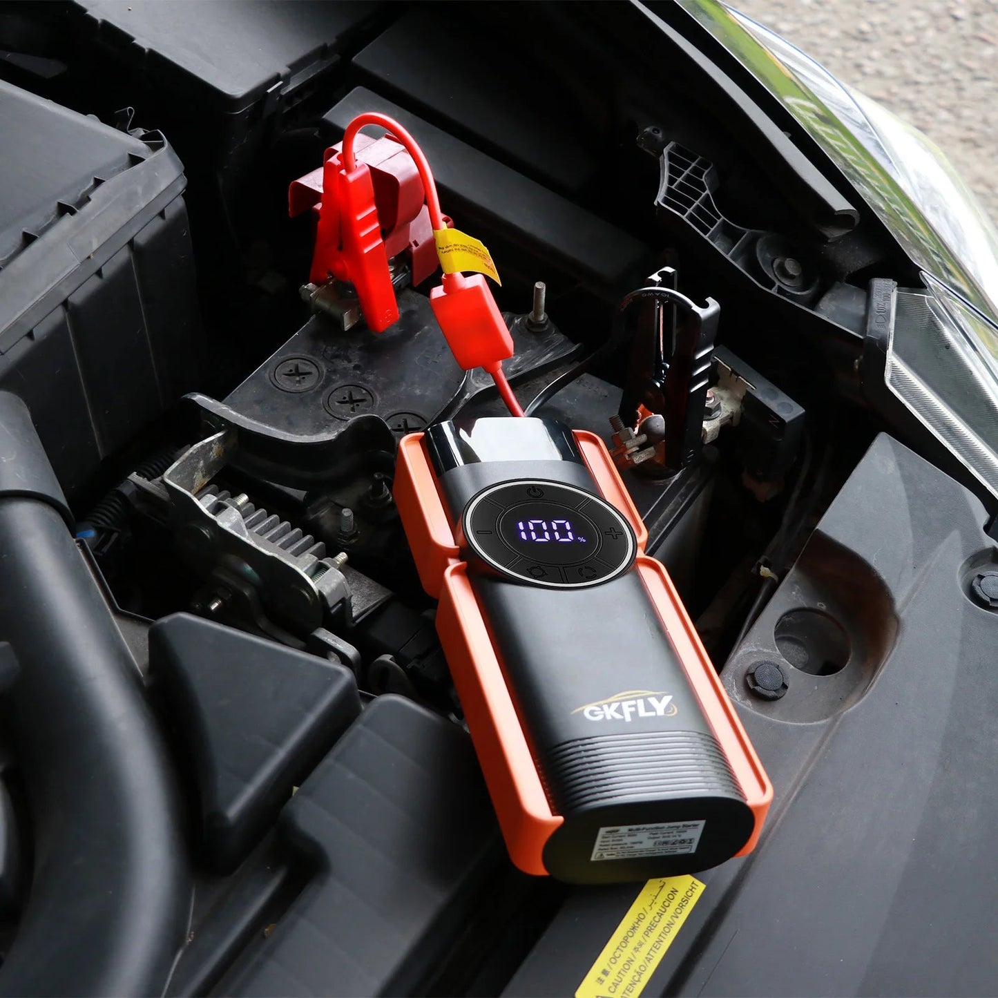GKFLY Jump Starter 4 in 1 Pump Air Compressor 4000A Power Bank 12V Digital Tire Inflator 150PSI Emergency Battery Booster sayaragear