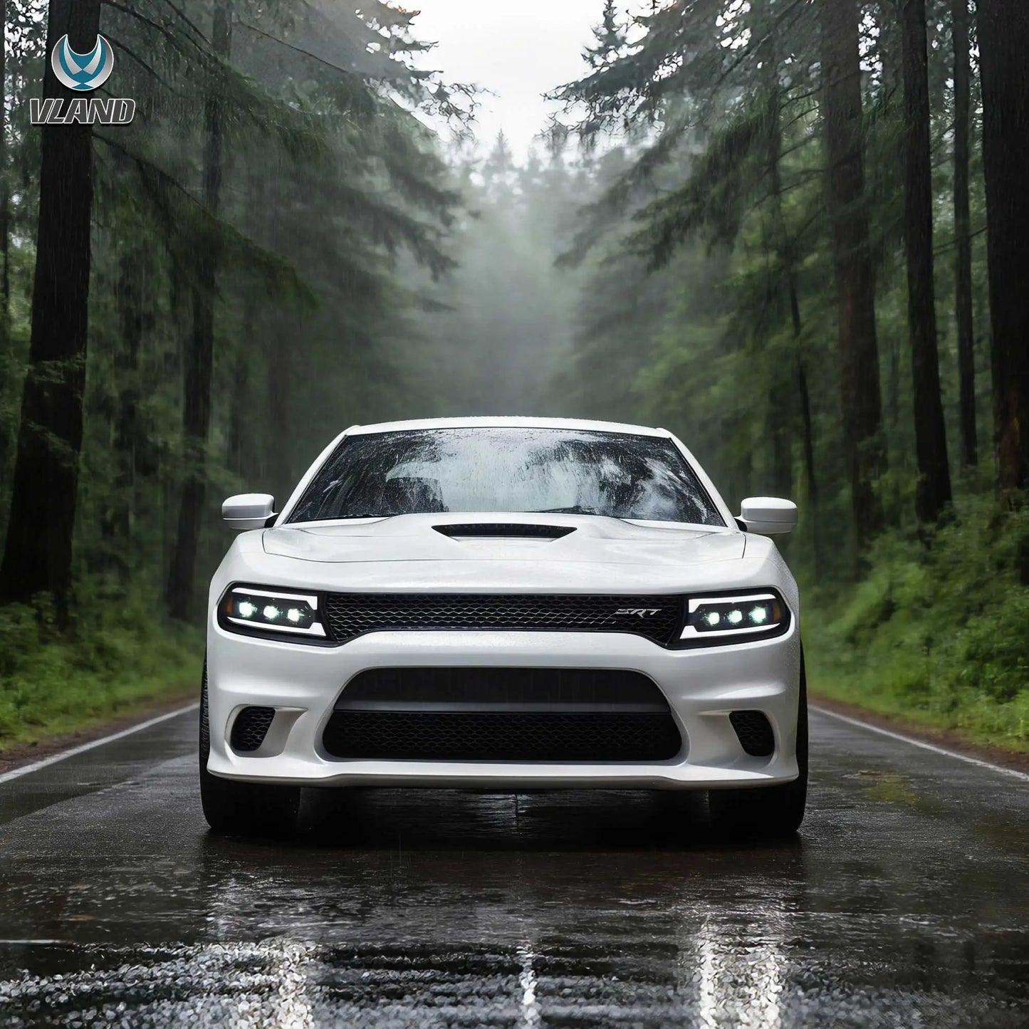 VLAND Bi-LED Projector Headlights Black For 2015-2023 Dodge Charger LED DRL Sequential Turn Signal Front Lamp Assembly sayaragear