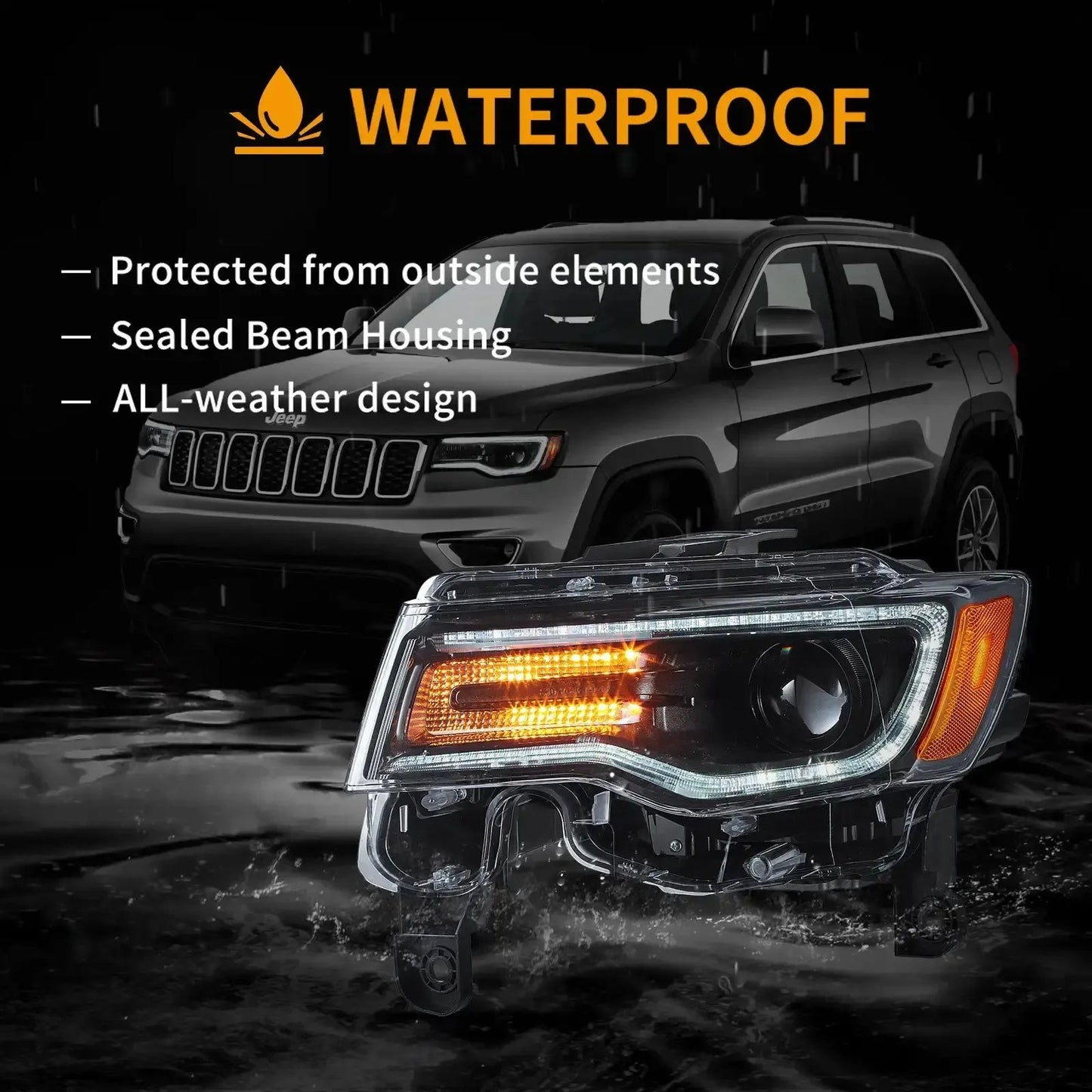 Vland 2014-2022 Grand Cherokee (WK2) LED Headlights With Startup Animation/ Blue DRL sayaragear
