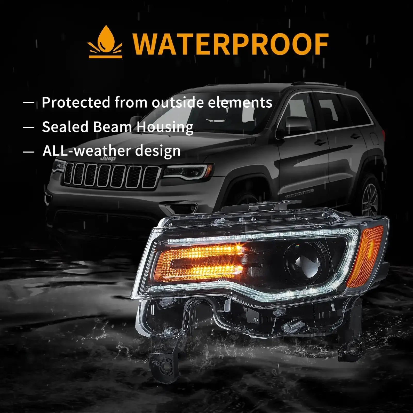 Vland 2014-2022 Grand Cherokee (WK2) LED Headlights With Startup Animation/ Blue DRL sayaragear