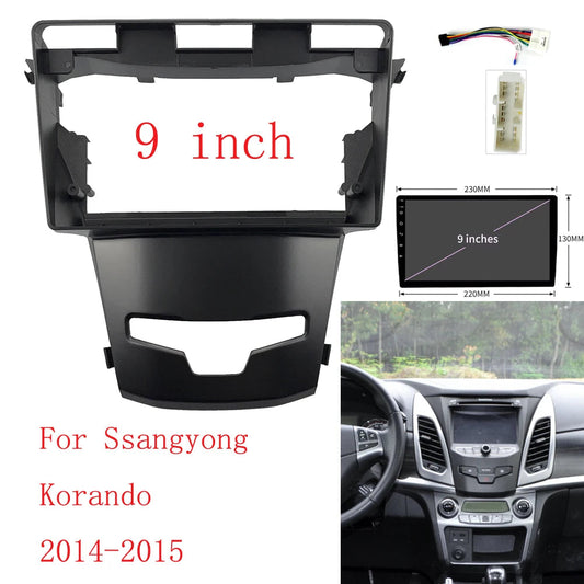 HAOCHEN 9 Inch Car Frame Adapter CD Kits Fascia Panel For Ssang yong Korando 2014-2015 Android Radio Audio Dash cable harness sayaragear