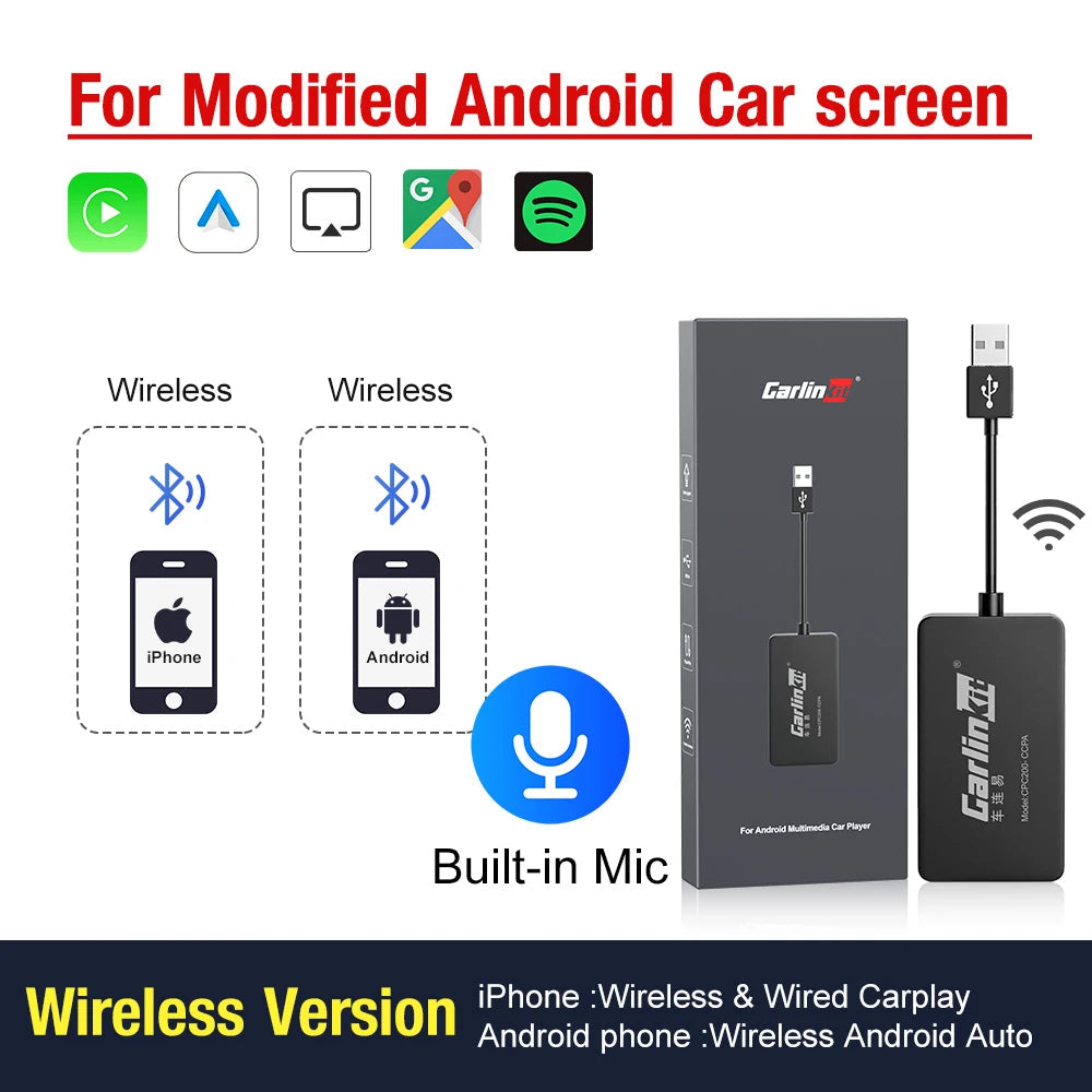 Carlinkit Wireless CarPlay Activator & Android Auto Wired USB Dongle AI Box for Android Radio Unit Bluetooth Charger Mirrorlink sayaragear