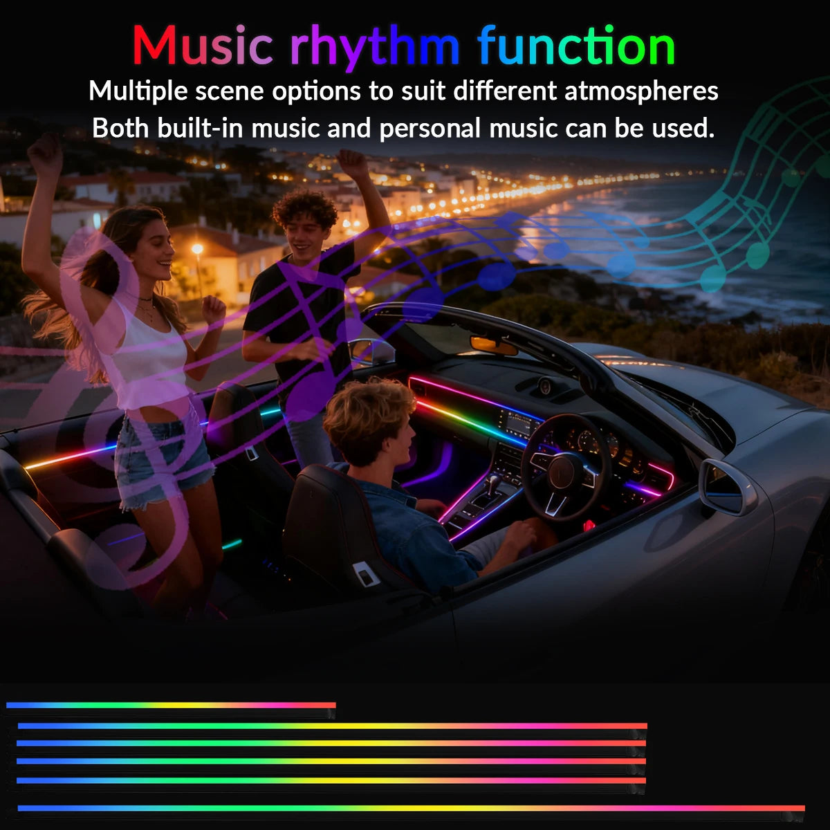 6/10/18 in 1 Car Ambient Light 64 Colors RGB Symphony Interior Acrylic LED Strip Light Hidden Music APP Control Atmosphere Lamp sayaragear