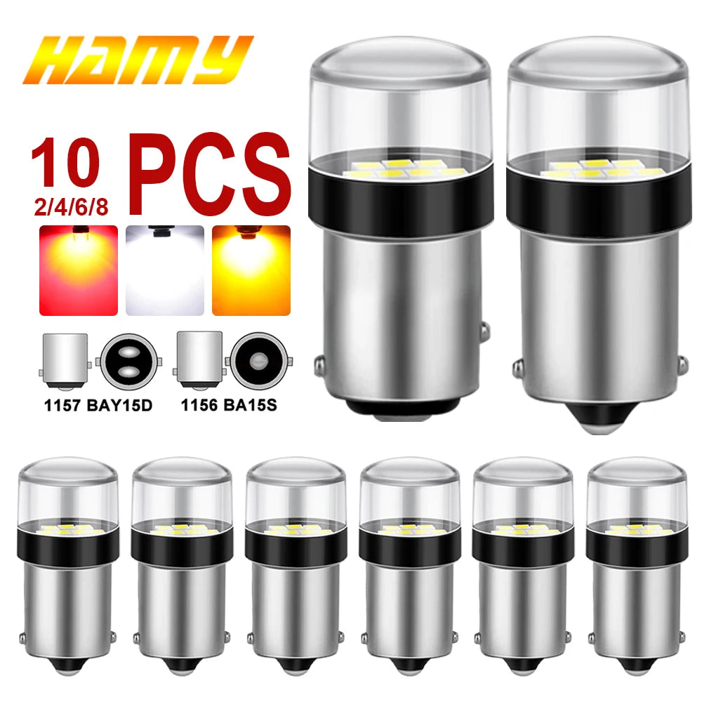 2-10 PCS 1156 BA15S 1157 BAY15D LED Bulbs 12V 3030 Chips 6500K White Super Bright Car Tail Turn Signal Parking Reverse Lights sayaragear