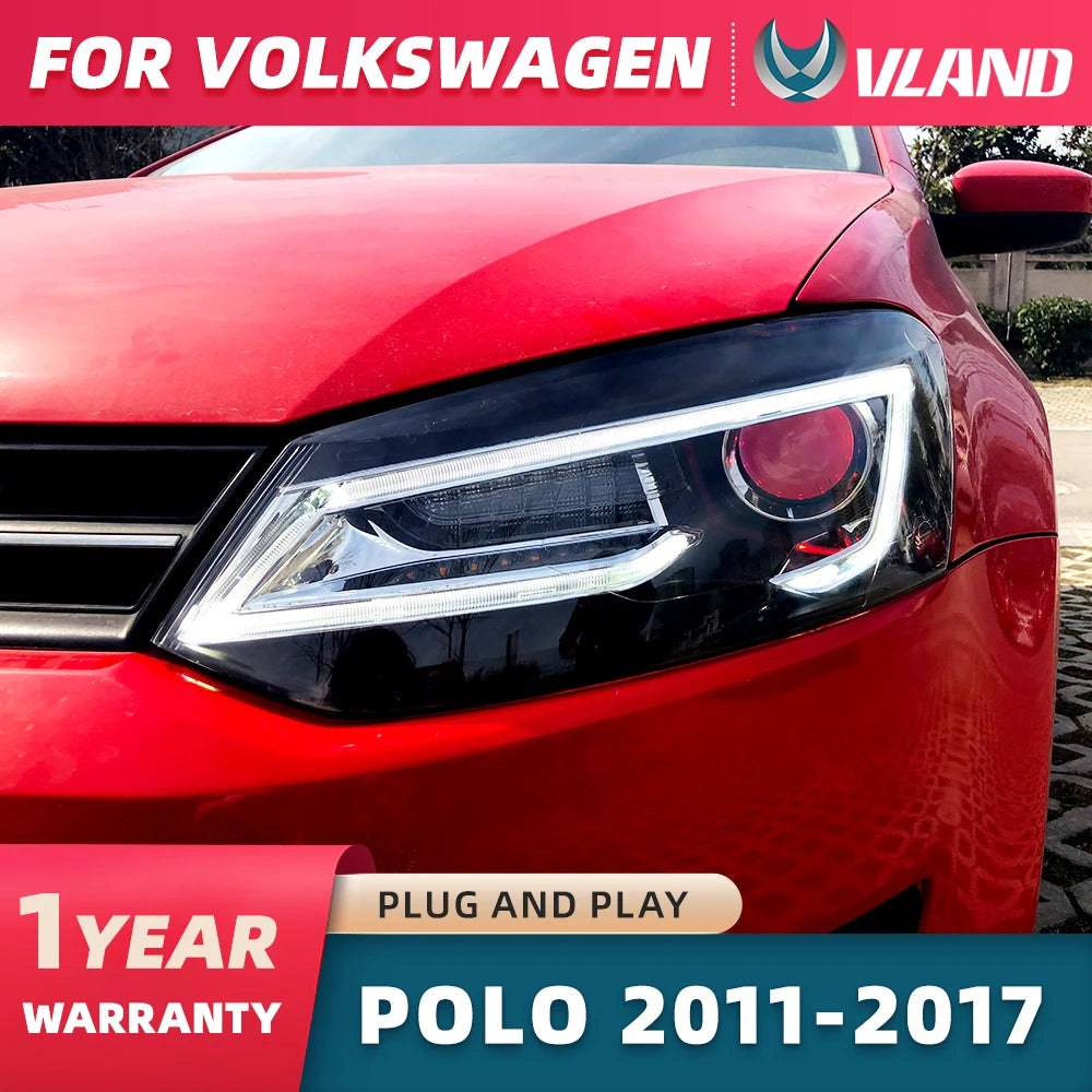 VLAND Car Styling for VW Polo Headlights 2011-2018 Vento LED Headlight New Polo Design DRL Head Lamp Bi Xenon Beam Accessories sayaragear