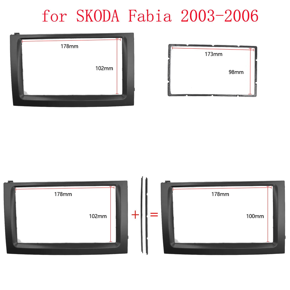2DIN Car Radio Fascia for 2003 2004 2005 2006 Skoda Fabia Frame Stereo DVD Player Dash Fitting Kit Facia Face Plate Double Din sayaragear