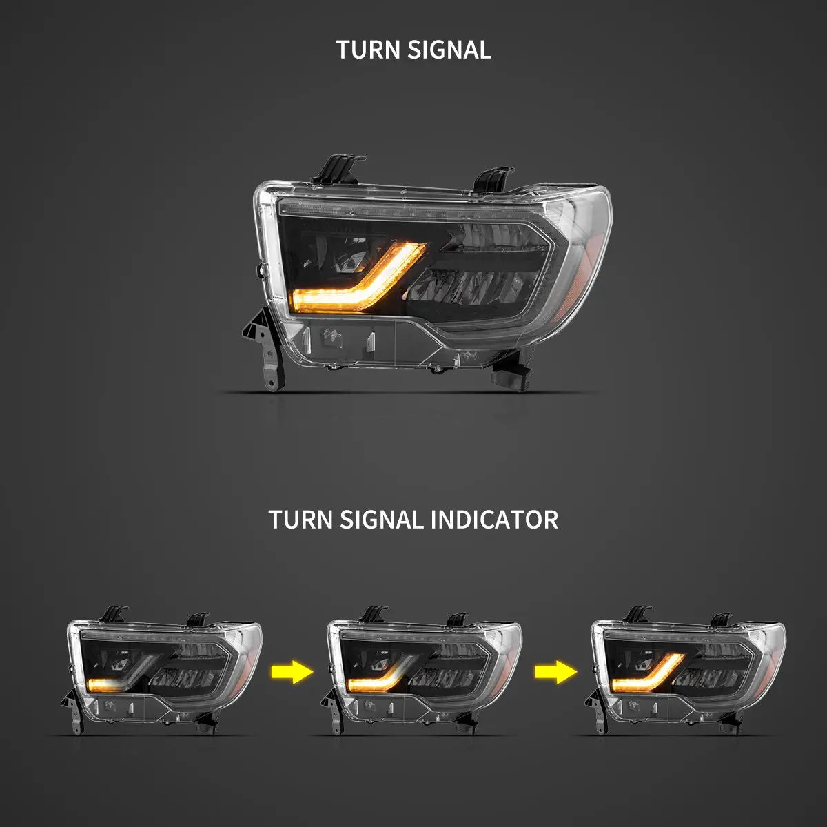 Vland 07-13 Tundra & 08-21 Toyota Sequoia LED Reflection Bowl Headlights Complete Assembly sayaragear