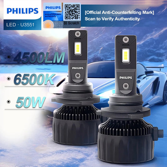 Philips Ultinon Rally 3551 LED H4 H7 H11 HB3/4 9006 9005 HIR2 Car Headlight 6500K White Max Power 50W Max Lumen 4500lm LED Bulb sayaragear