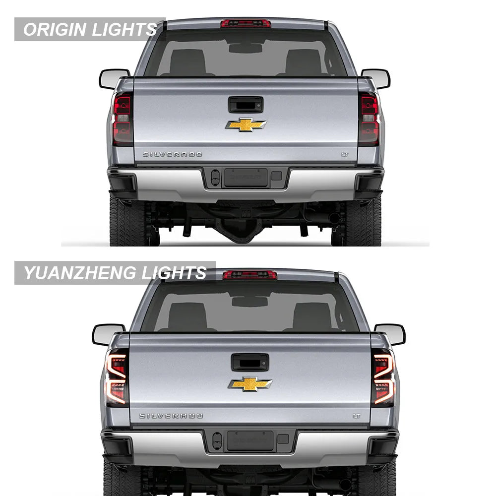 Vland 14-18 Silverado LED Tail Lights With Dynamic Welcome Lighting Rear Lamp Assembly Upgrade sayaragear