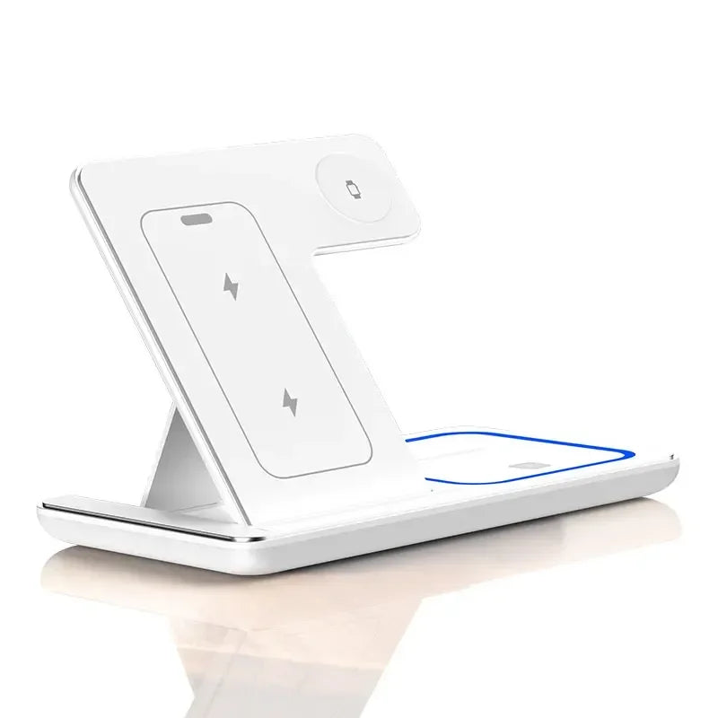 3 in 1 Wireless Charger Stand Pad Foldable Fast Charging Station Dock For iPhone 17 16 15 14 13 12 11 X 8 Apple Watch Airpods sayaragear