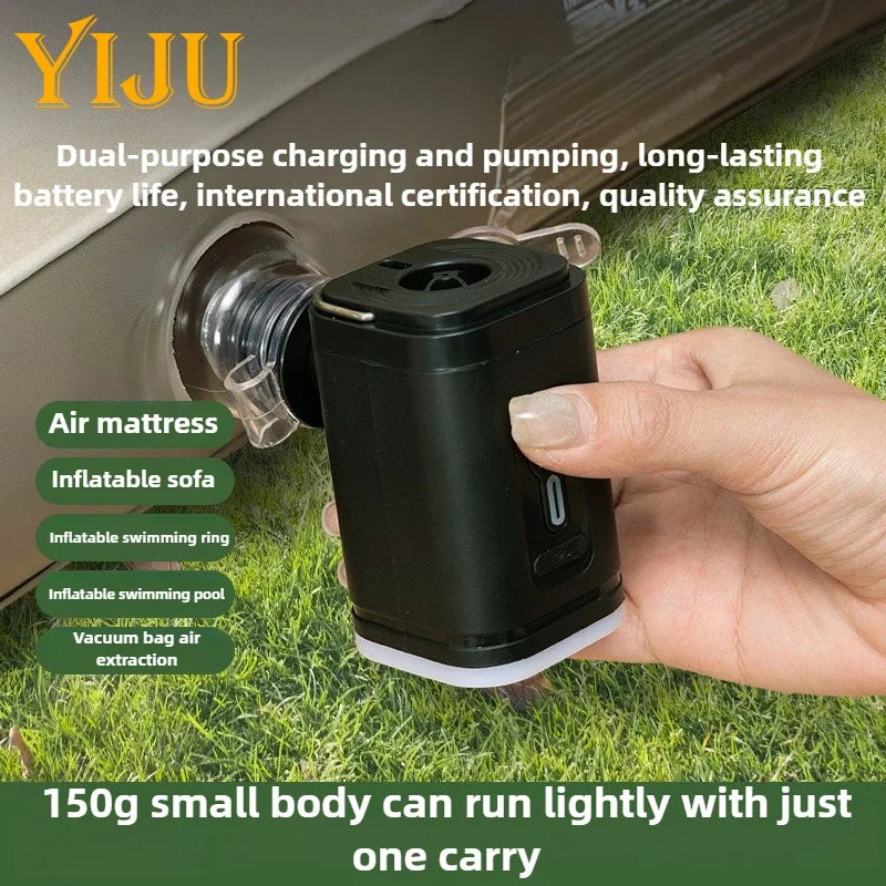 YIJU Mini Portable Air Pump with 1200mAh Battery USB Rechargeable to Inflate Deflate for Pool Float, Air Bed, Vacuum Storage Bag sayaragear