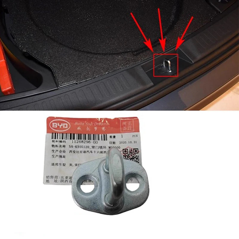 Trunk Lock Buckle for BYD E2 SONG D1 Rear Door Tailgate Lock Catch Ring Car Accessories 11268296-00 / SA-6305120 sayaragear