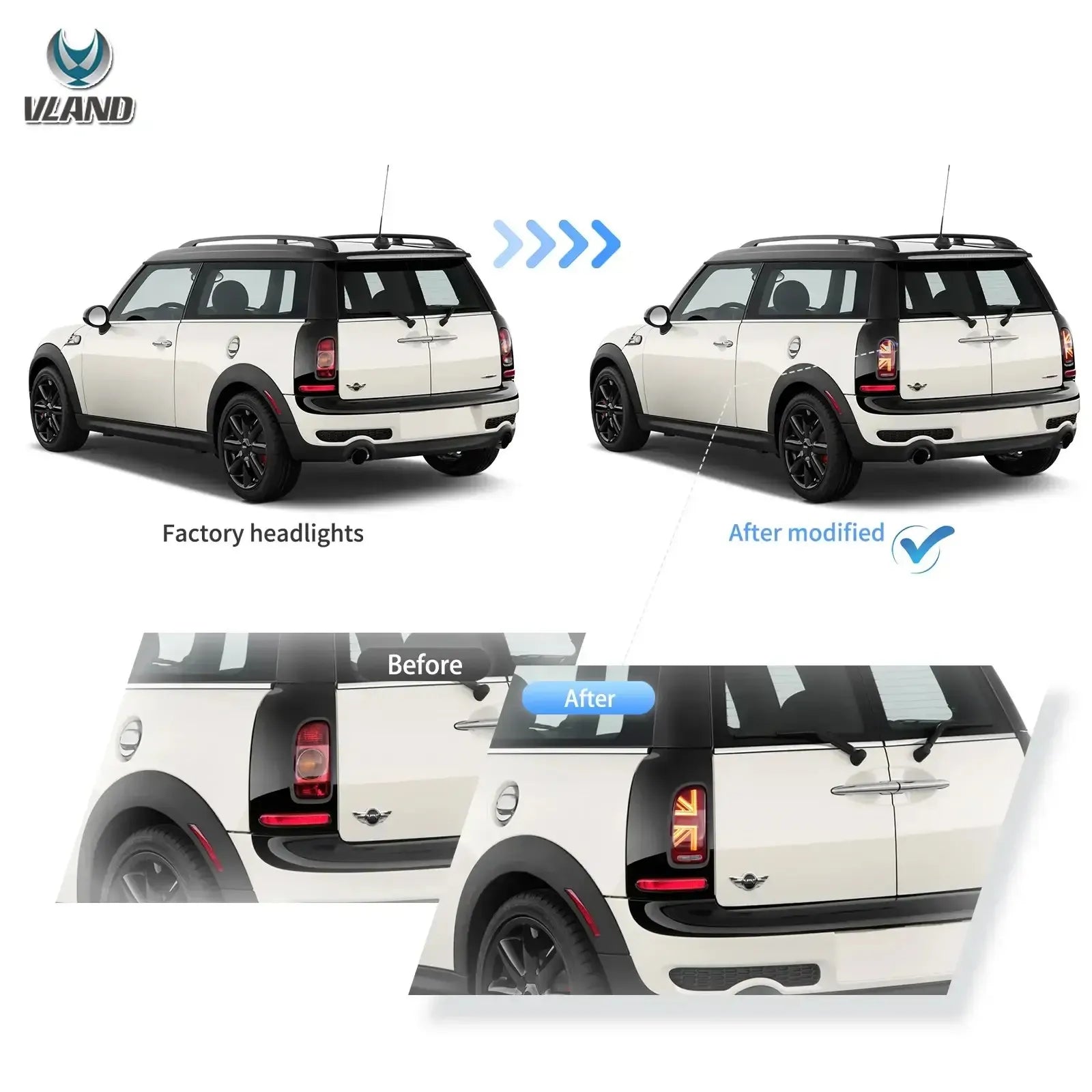 Vland Full LED Tail Lights for 07-14 Cooper Clubman R55 Vehicle Lighting Accessory sayaragear
