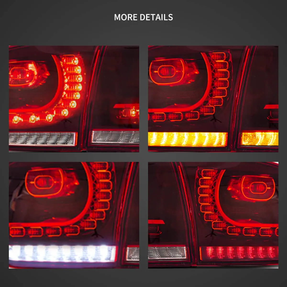 Vland 08-14 Golf 6th Gen Mk6 Hatchback LED Aftermarket Tail Lights With Amber Sequential Turn Signal sayaragear