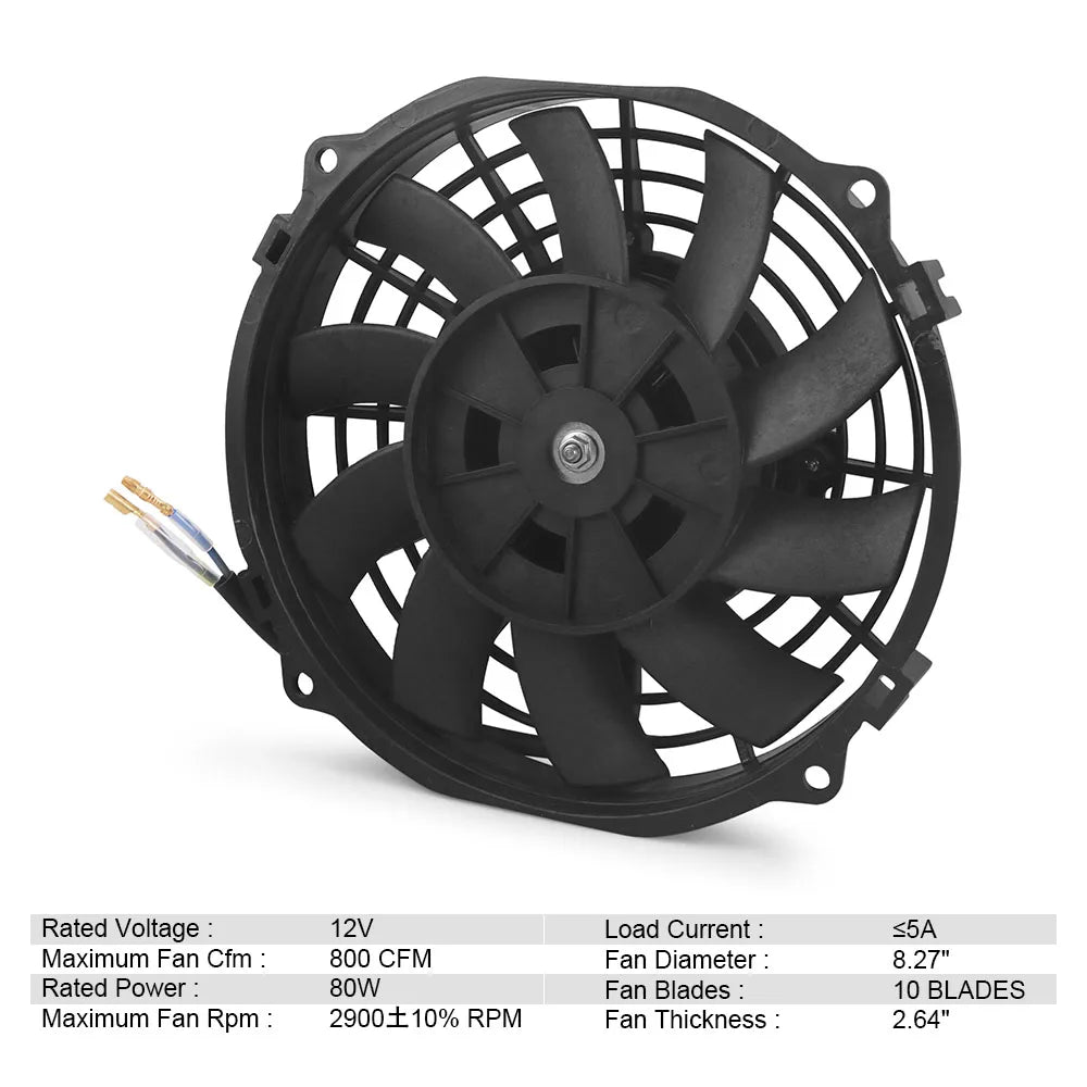 Universal 7/10/12/14 Inch 12V 80W 2100RPM Car Air Conditioning Electronic Radiator Cooling Fan Blade Electric Cool MountingKit sayaragear