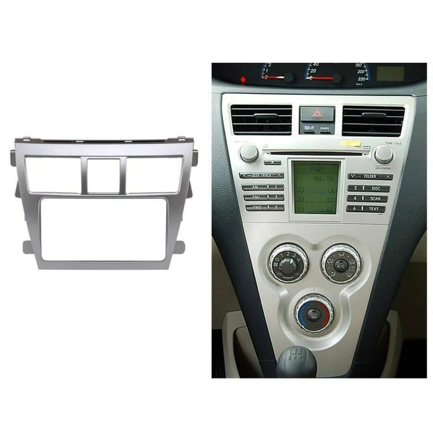 Car Radio Fascia Panel for Toyota Vios Yaris Sedan Belta Frame Stereo Mount Trim Kit Face Plate Audio DVD Navigation 2 Din sayaragear
