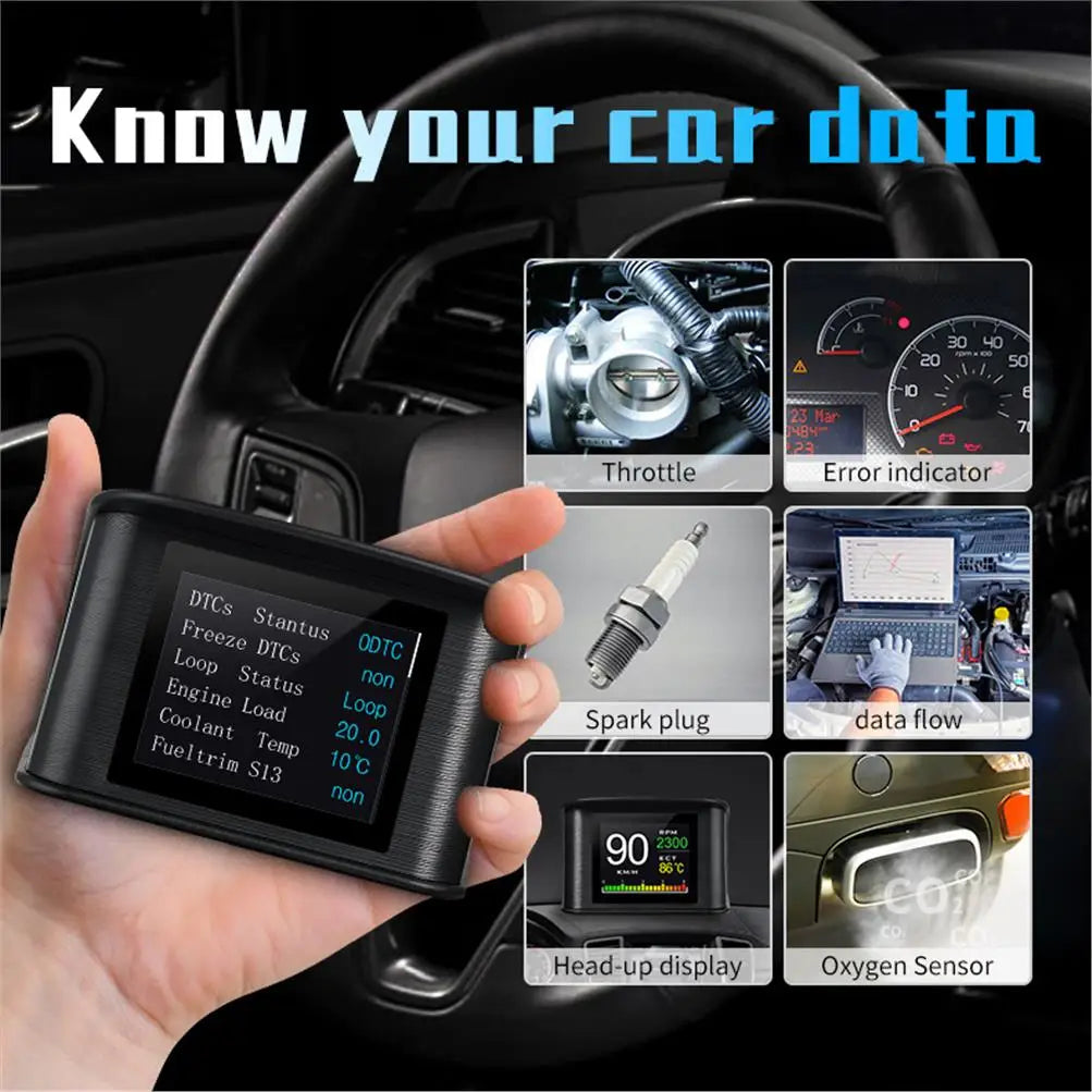 NEW Multi-function Full LCD Instrument OBD+GPS Dual System Car OBD2 GPS HUD Head Up Smart Digital Speedometer with Tester Alarm sayaragear