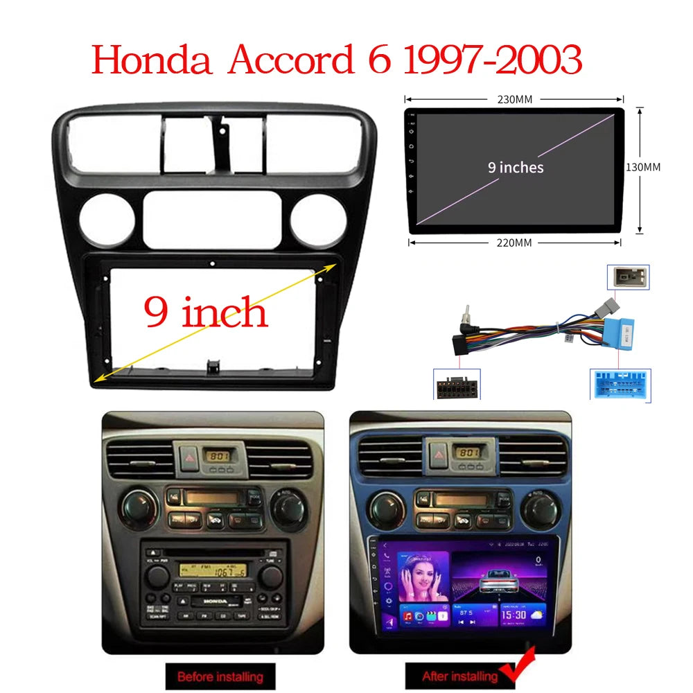 9 Inch Car Radio Fascia Frame 2DIN Install Panel Dashboard For Honda Accord 6TH 1998-2003 sayaragear