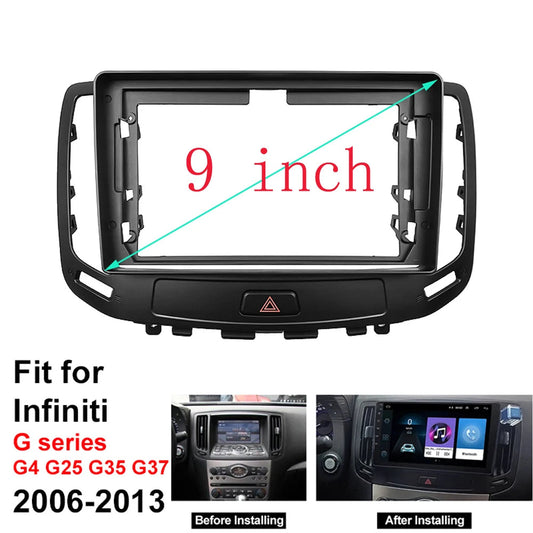 9 Inch Car Frame Fascia Adapter Android Radio Dash Fitting Panel Kit For Infiniti G Series G4 G25 G35 G37 Nissan Skyline GT 370 sayaragear