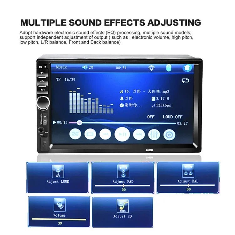 7" Double 2 DIN Car MP5 Player B-T Touch Screen Stereo Radio With 4led Camera sayaragear