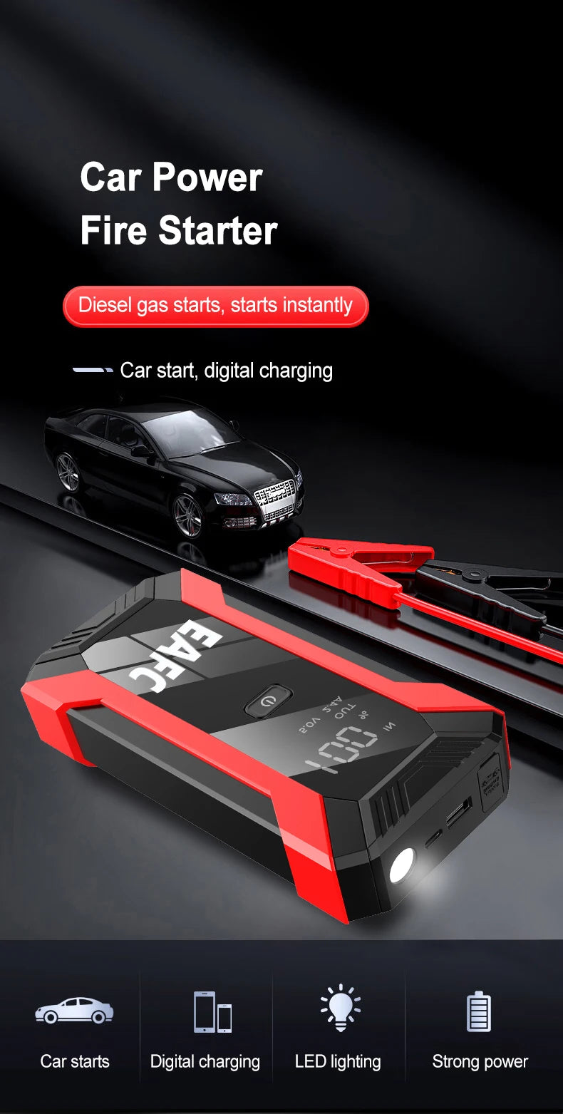2000A Portable MultiFunction Emergency Booster Car Emergency Mobile Power Battery Charger 12V Car Jump Starter with LED Light sayaragear