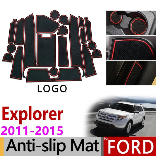 Anti-Slip Gate Slot Mat Rubber Coaster for Ford Explorer 2011 2012 2013 2014 2015 MK5 U502 pre-Facelift Accessories Car Stickers sayaragear