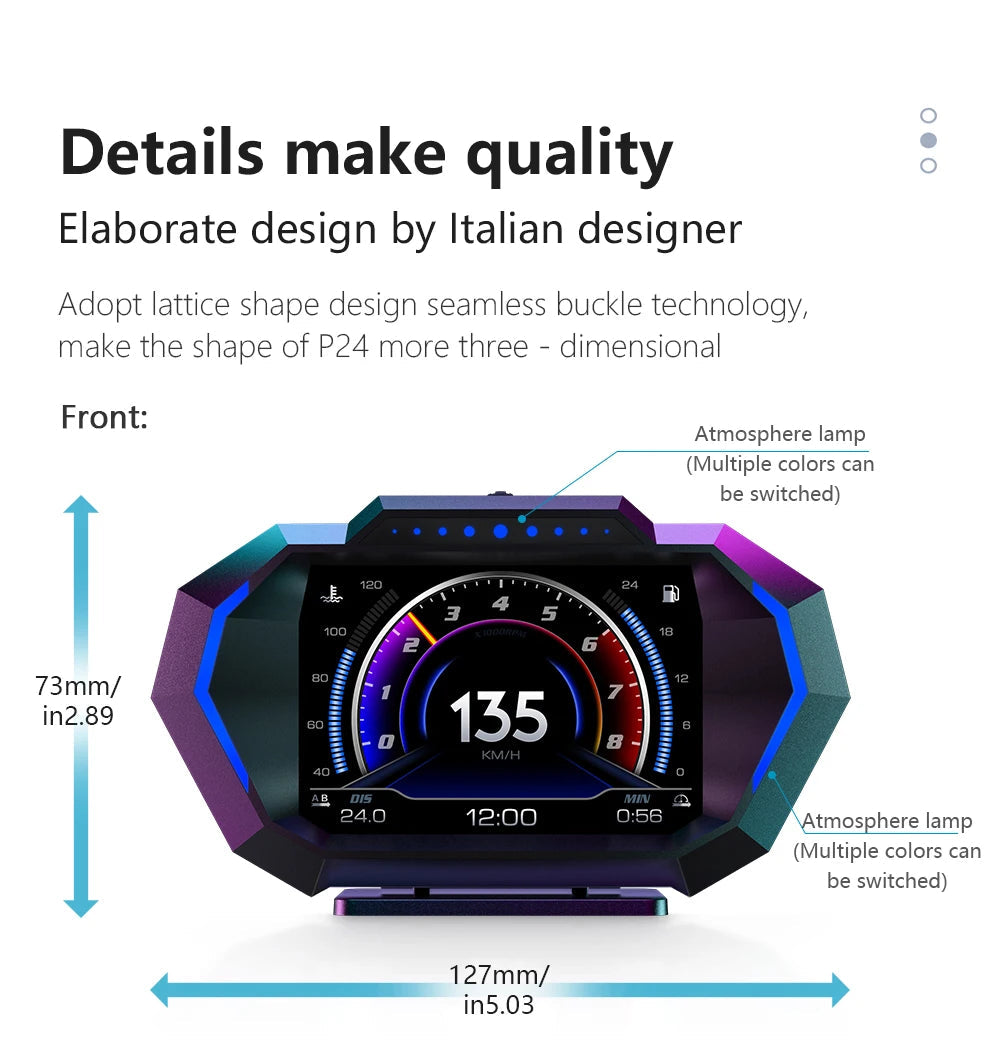 NEW Multi-function Full LCD Instrument OBD+GPS Dual System Car OBD2 GPS HUD Head Up Smart Digital Speedometer with Tester Alarm sayaragear
