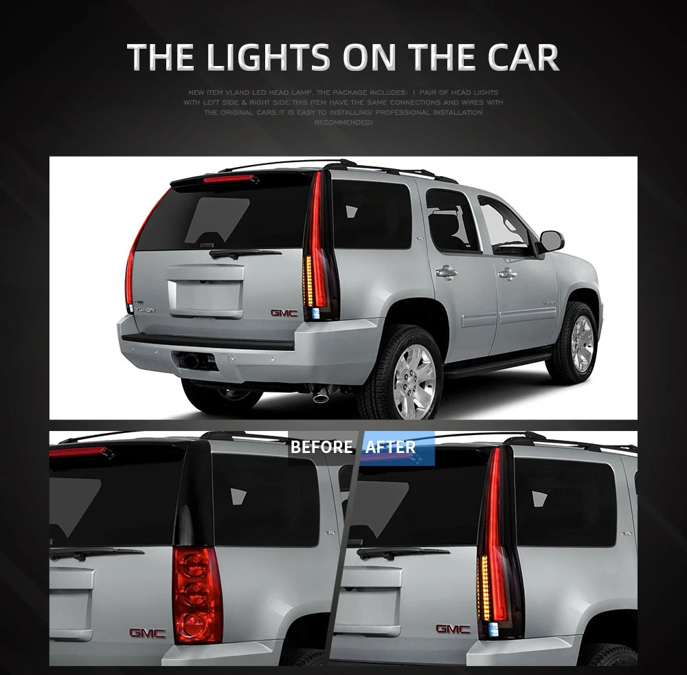 VLAND Taillight Assembly FOR GMC YUKON&CHEVROLET TAHOE/SUBURBAN 2007-2014 LED TAIL LAMP LED Running Light  LED Brake Light sayaragear