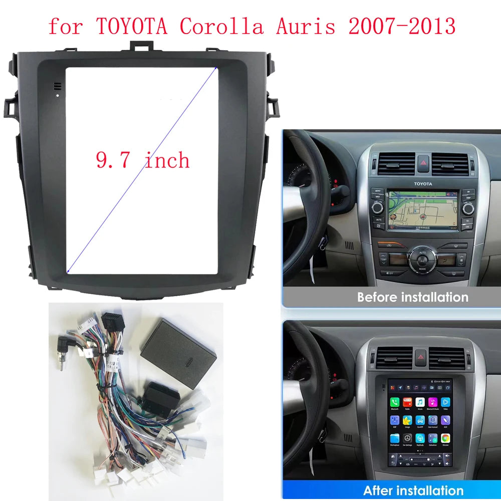 HAOCHEN 2 DIN 9.7 INCH Car Multimedia panel Frame For Toyota Corolla 2009-2013 for 9.7 inch Android Stereo Panel Harness sayaragear