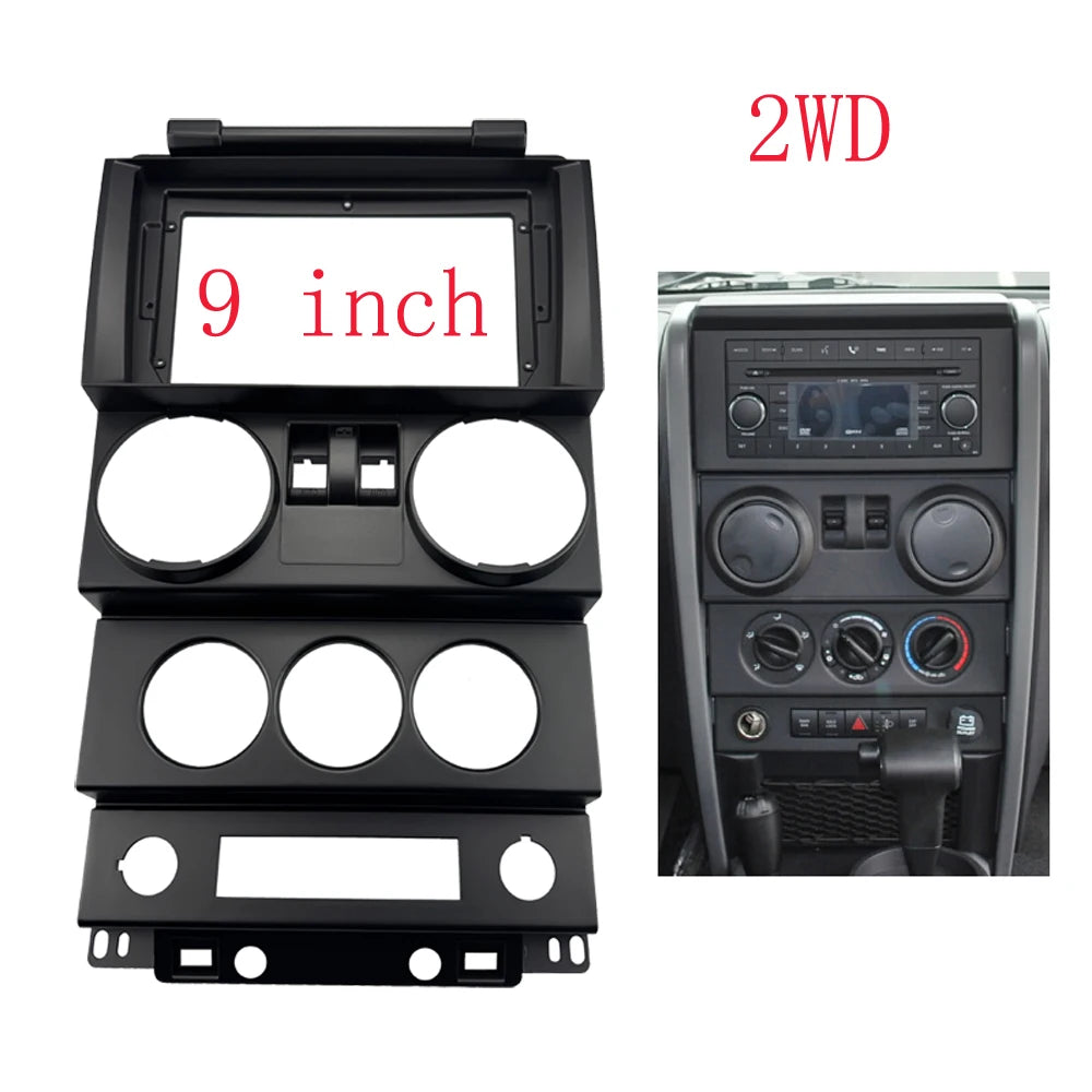 9 inch  Car Radio Fascias Frame For Jeep Wrangler  Rubicon 2008-2010  Stereo Panel Wiring Harness Adapater Canbus Decoder sayaragear