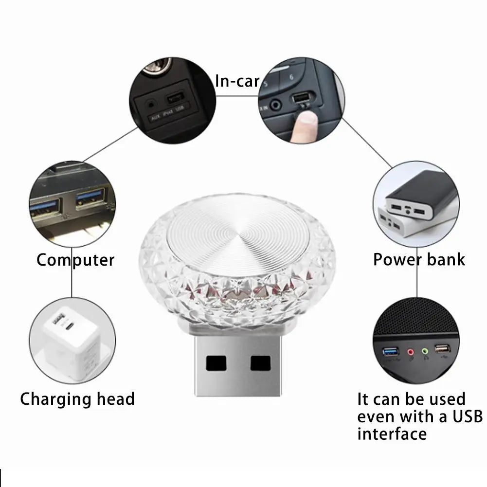 Portable Car USB Ambient Light Mini LED Decorative Atmosphere Lamps For Auto Interior Environment Light Computer Light Plug Play sayaragear