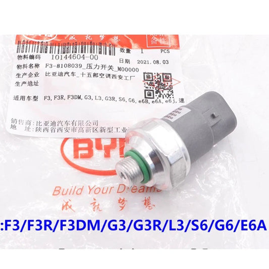 A/C Pressuer Switch Assy for BYD F3 F3R G3 G3R L3 S6 S7 G6 E6 F3DM SURUI Air Conditioning Pressure Valve Sensor  F3-8108039 sayaragear