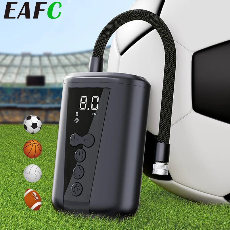 EAFC Digital Ball Air Pump With LED Light Wireless Inflator Air Compressor Pressure Gauge for Football Volleyball Basketball sayaragear