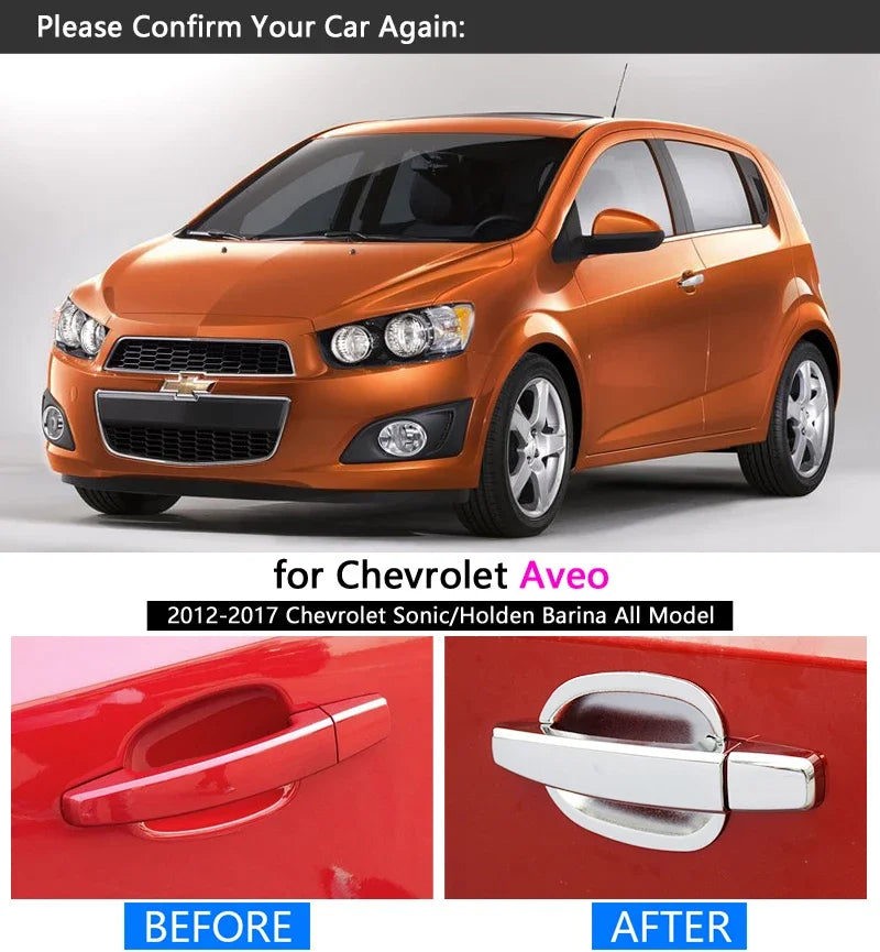 Car Chrome Door Handle Cover for Chevrolet Sonic Aveo T300 Holden Barina 2012 2013 2014 2015 2016 2017 2018 2019 Accessories sayaragear