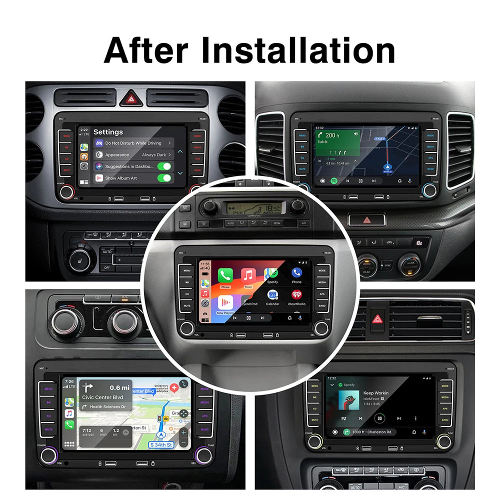 7 Inch Car Stereo For VW Touchcreen BT AM/FM Radio Receiver with Android Auto Carplay USB Charge Support Hands-Free Calling sayaragear