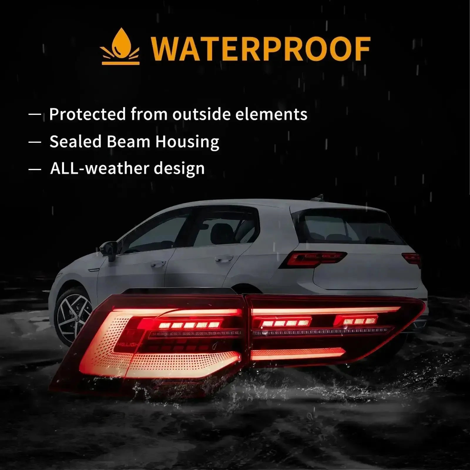 VLAND 20-23 Golf MK8 Hatchback LED Tail Lights With Sequential Amber Turn Signal sayaragear