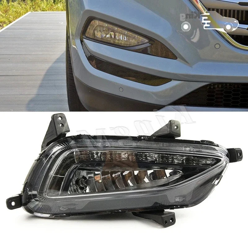 For Hyundai Tucson IX35 15-18 Foglight Fog Light Assembly Halogen Front Bumper Fog Lamp Kit Replacement with Waterproof Housing sayaragear
